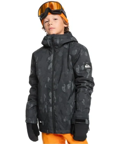 Детская куртка-пуховик с капюшоном Quiksilver Mission Printed Youth, Black — фото 2