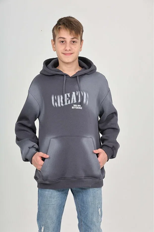 Детские свитшот для мальчиков с принтом Pistole Toontoy, Smoke Grey