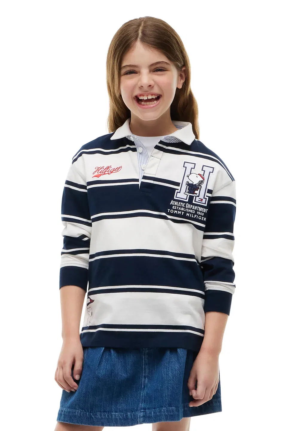 Футболка-Поло Peanuts для регби, унисекс - поло-рубашка Tommy Hilfiger, Dark Blue/ Off White Stripes — фото 2