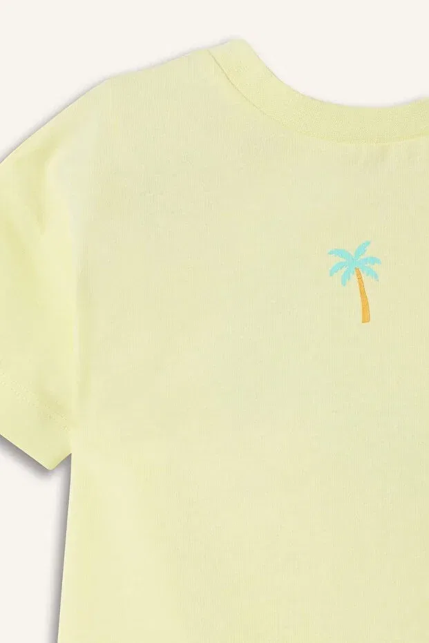 Детская хлопковое футболка для девочек Relax fit palmiye combed cotton short sleeve light green t-shirt baby girl h8229a526sm Defacto, Green-Gn656 — фото 3