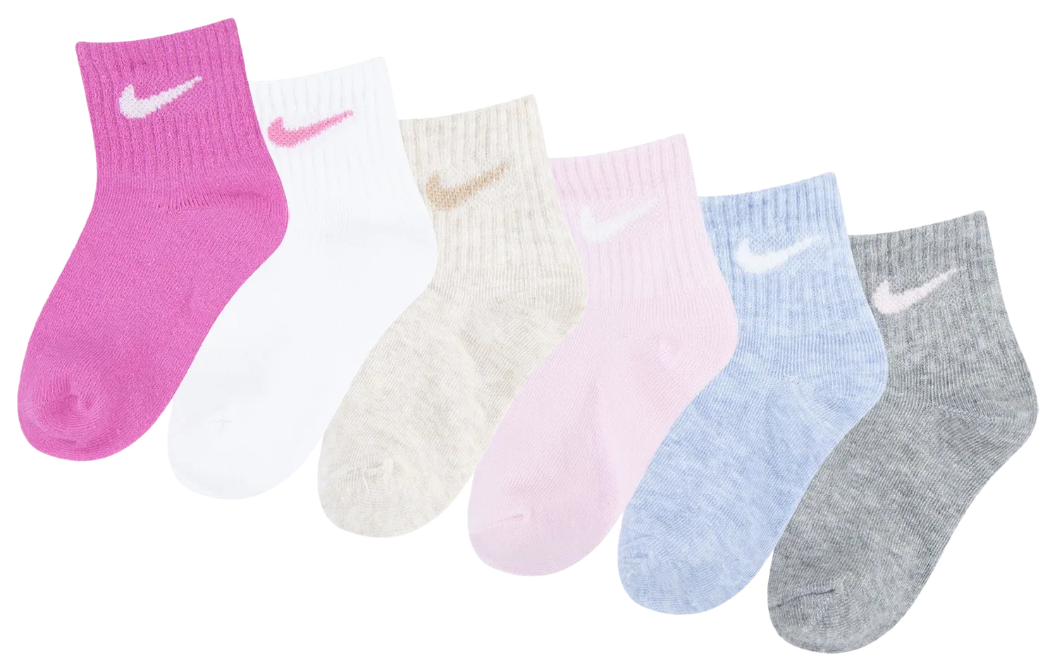 Детские носки для мальчиков, комплект из 6 пар, с логотипом, Nike, White Pink — фото 4