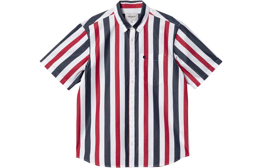 

Carhartt WIP Рубашка SS23 мужская красно-синяя в полоску