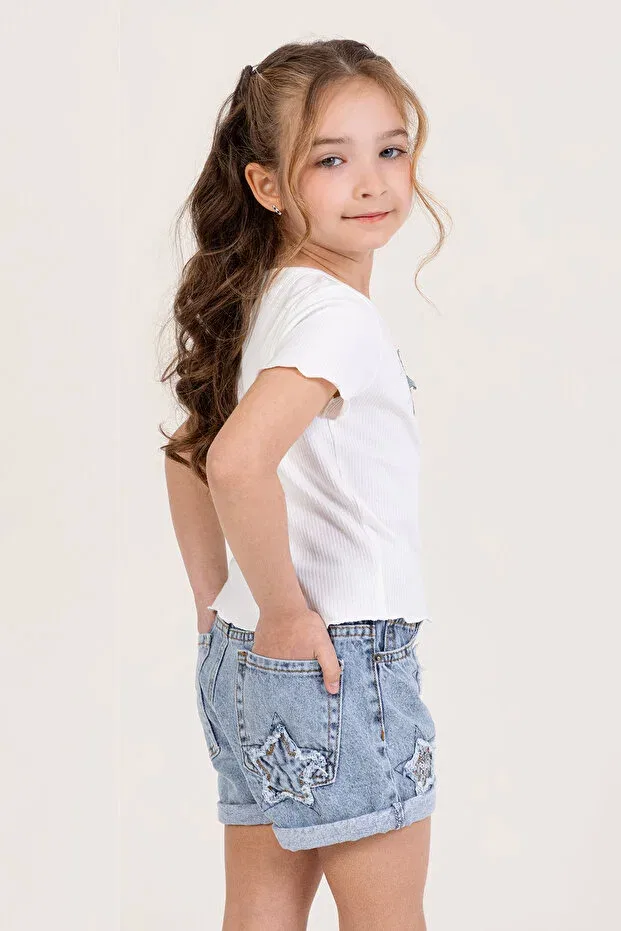 Детские шорты для девочек с пайетками Dmb Boys & Girls, Blue — фото 2