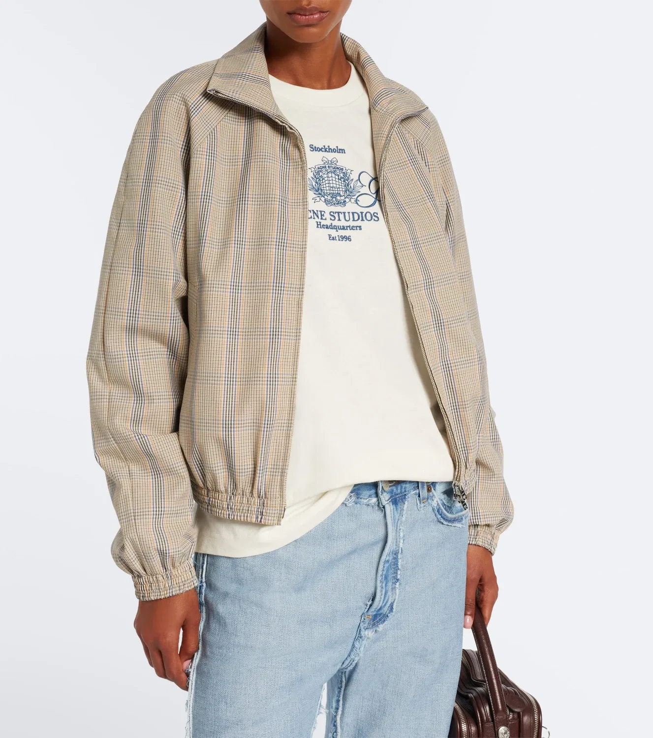 Многослойная хлопковая футболка джерси с вышивкой Acne Studios, белый — фото 2
