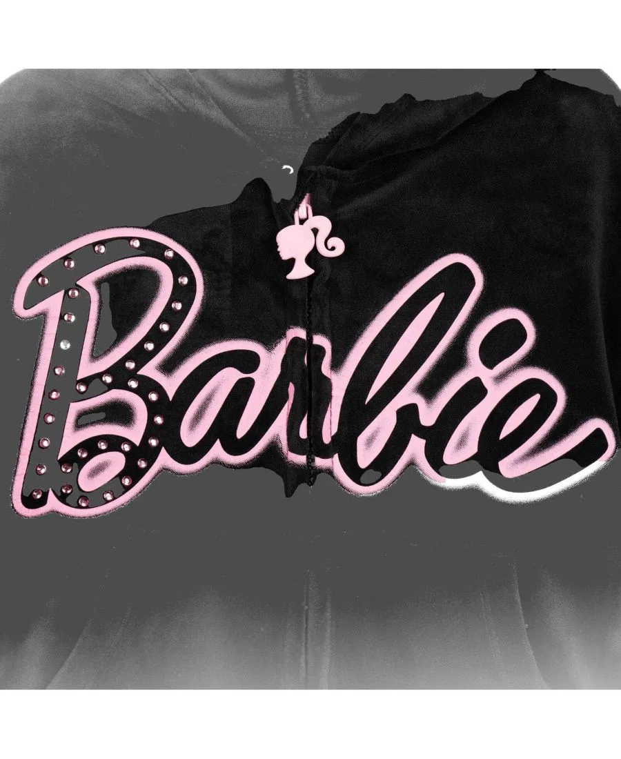 Комплект из худи и брюк из велюра Barbie, Jet Black Pink — фото 3