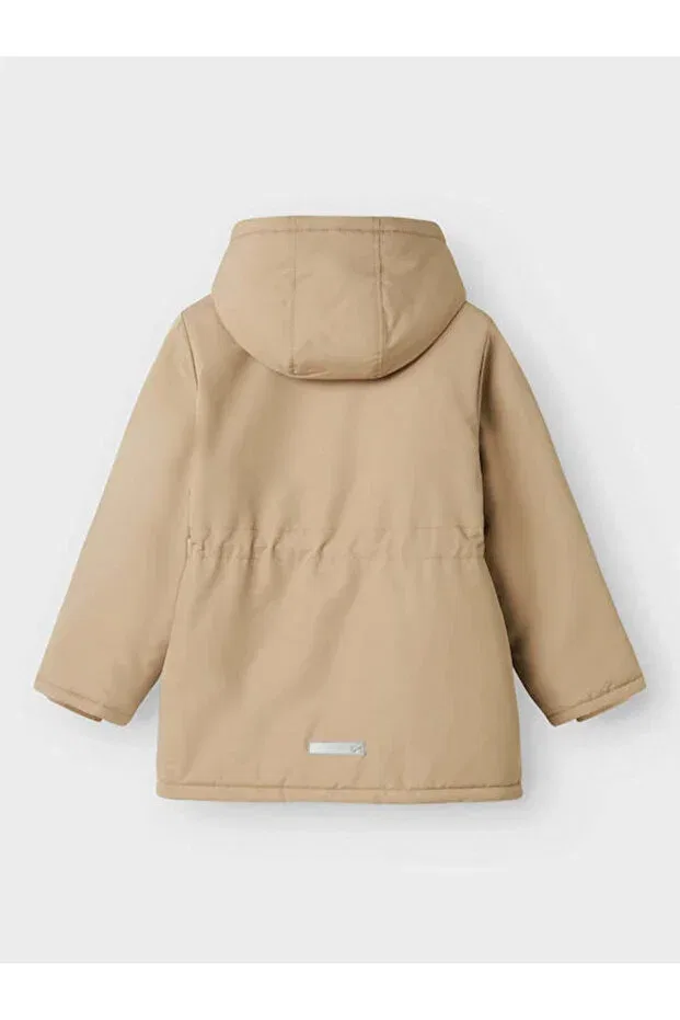 Детское пальто-парка для девочек с капюшоном Nkfmarlow Name It, Beige — фото 3