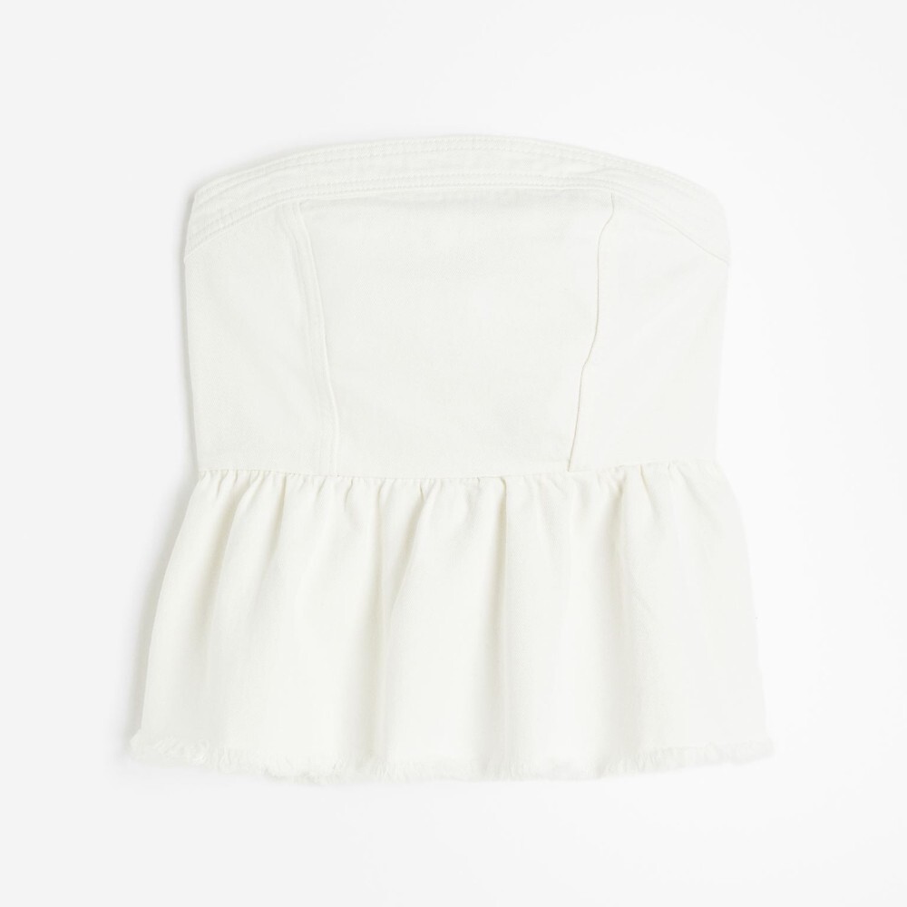 

Топ H&M Denim Bustier With Peplum, кремовый