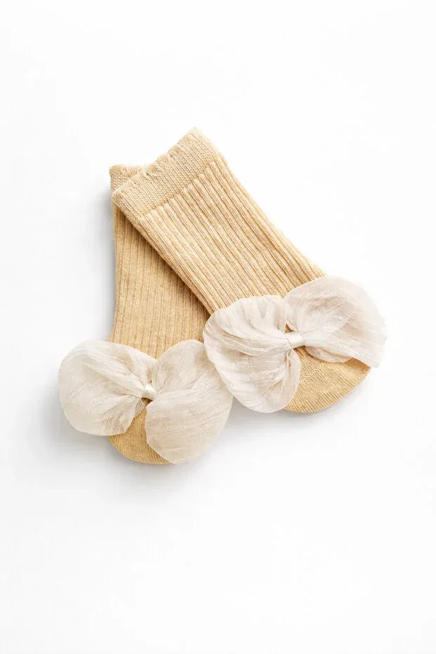 Детские носки для новорожденных с бантом Sugar Pop, Beige