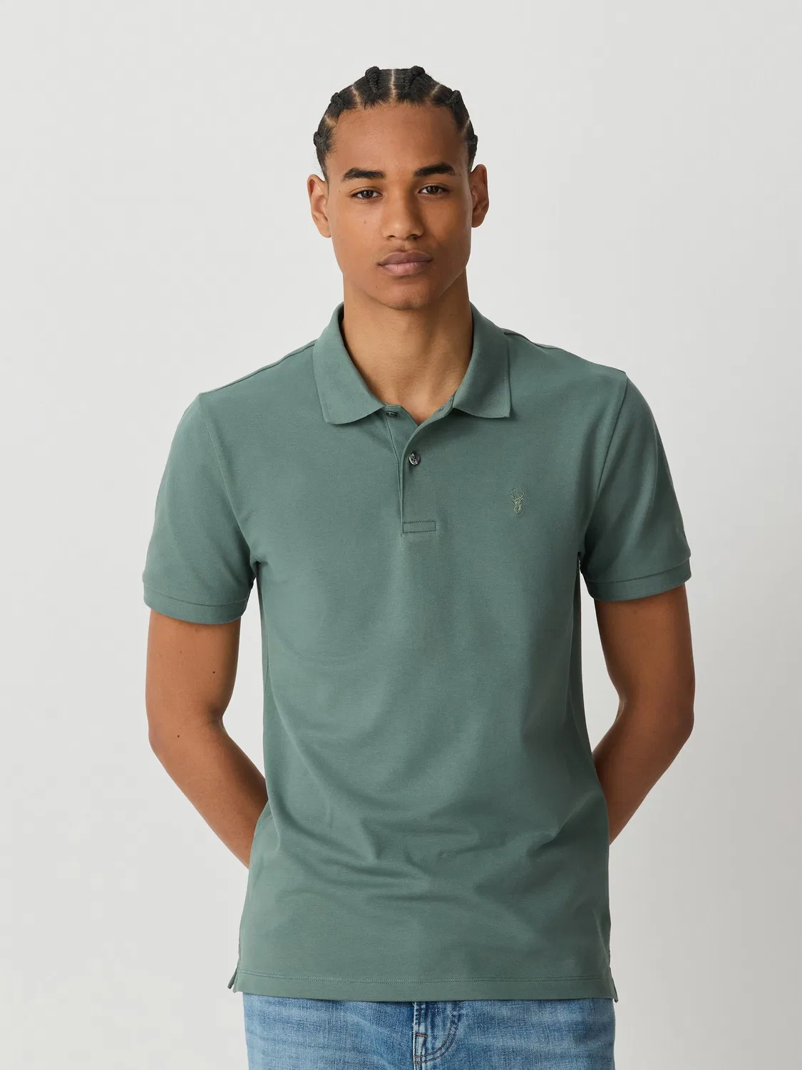 Поло Slim Fit с коротким рукавом Next, Green Sage