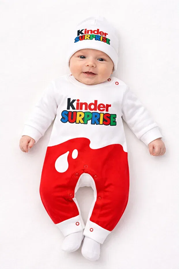 Детское боди-комбинезон с принтом Surprise kinder printed baby rompers hat set Murat Baby, Multicolor