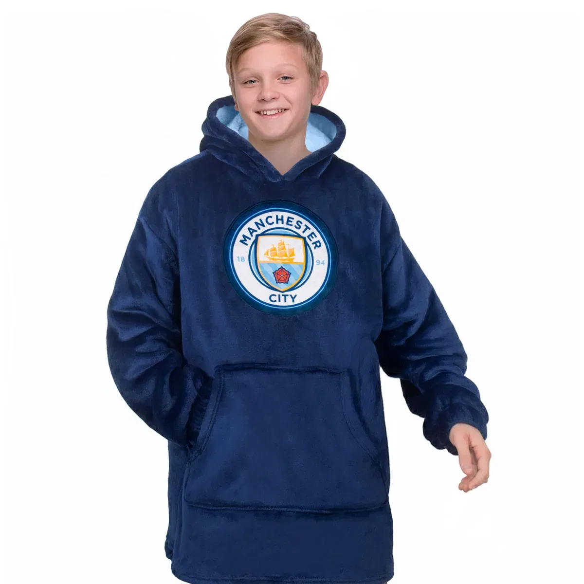 Детский флисовый худи-плед с оверсайз-кроем Manchester City Fc, Navy