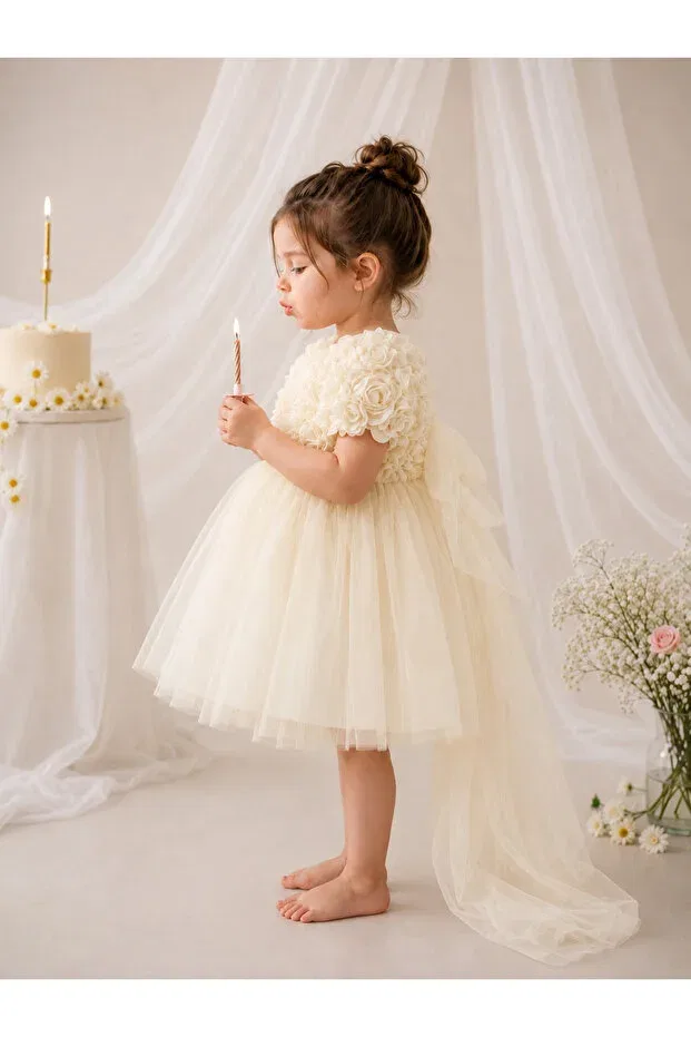 Детское платье для девочек с коротким рукавом 2Kids2Mom, Nude Color