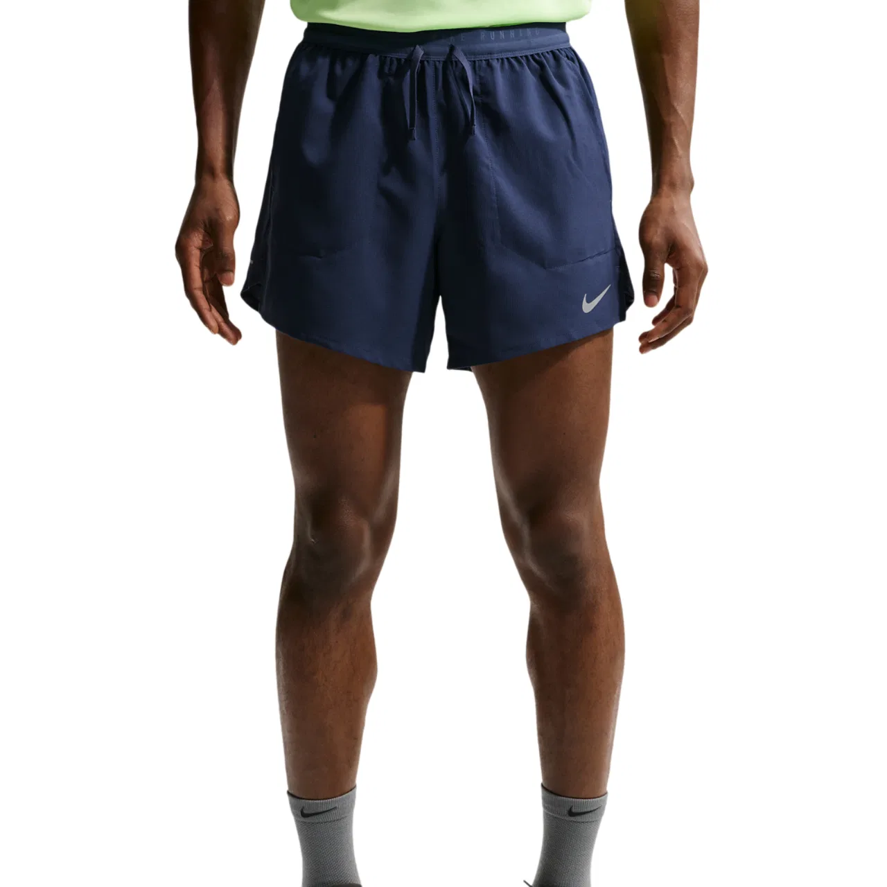 Мужские шорты для бега с принтом Nike Dri-FIT Stride 2in1 5" Shorts, Midnight Navy/Reflective Silver