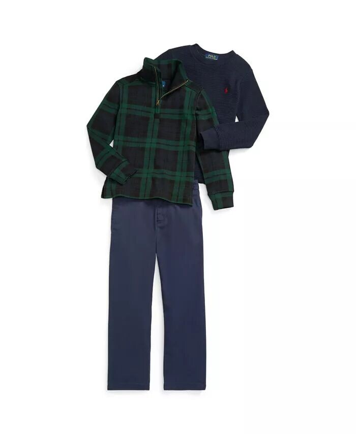 Брюки прямого кроя из твила для малышей и мальчиков Polo Ralph Lauren, синий — фото 4