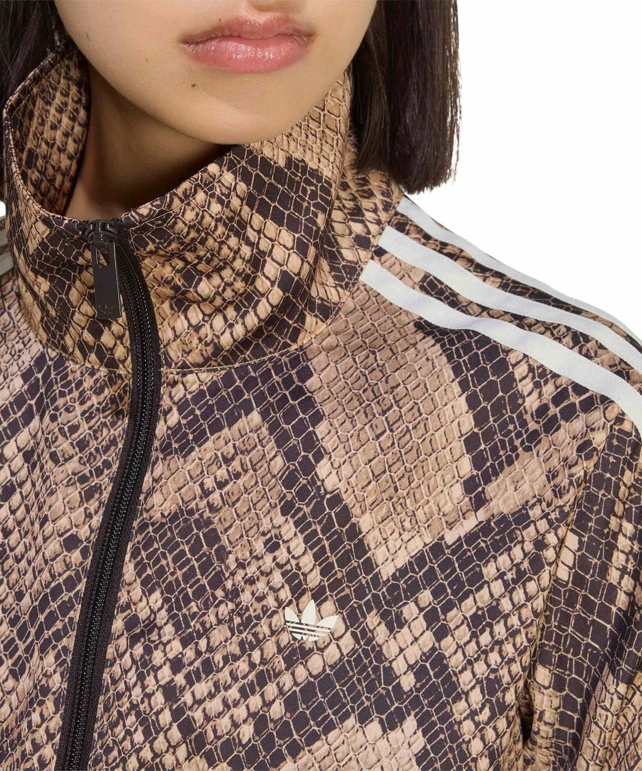 Женская куртка из сатина с принтом змеи Firebird Track Top Adidas, Beige — фото 2