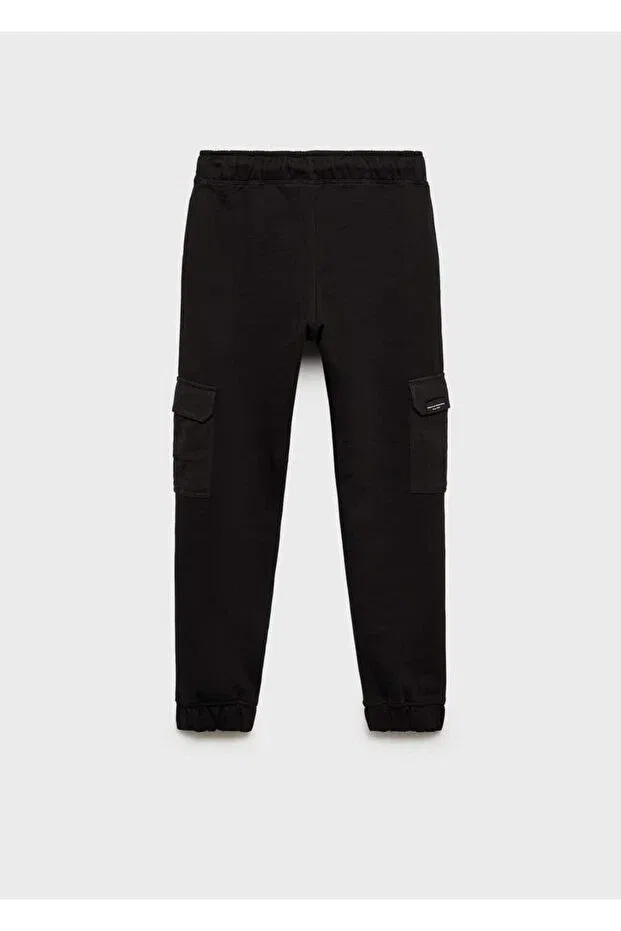 Детские джоггеры для девочек хлопковые Mango Kids, Black — фото 2