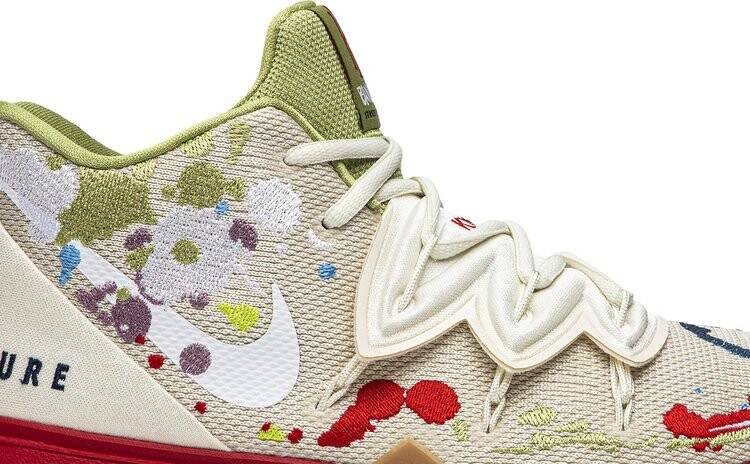 Кроссовки Nike Bandulu x Kyrie 5 GS 'Embroidered Splatters', кремовый — фото 3