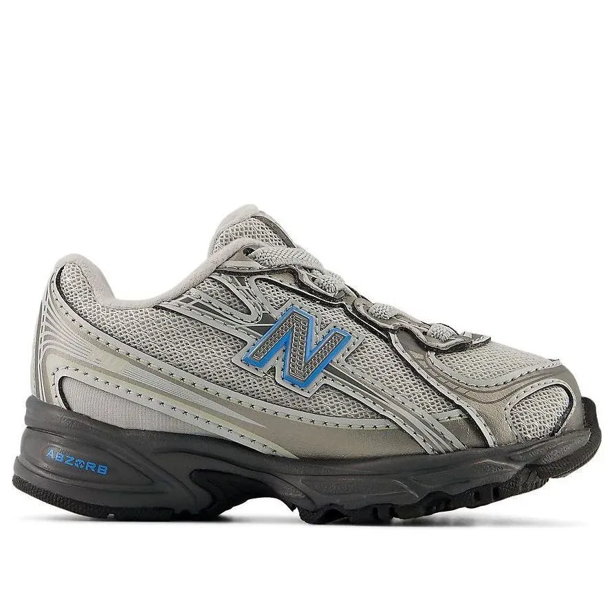 Детские кроссовки с сетчатым верхом 740 Bungee Lace 'Dark Gray Silver Fan Blue' New Balance, Dark Gray Silver / Fan Blue — фото 2