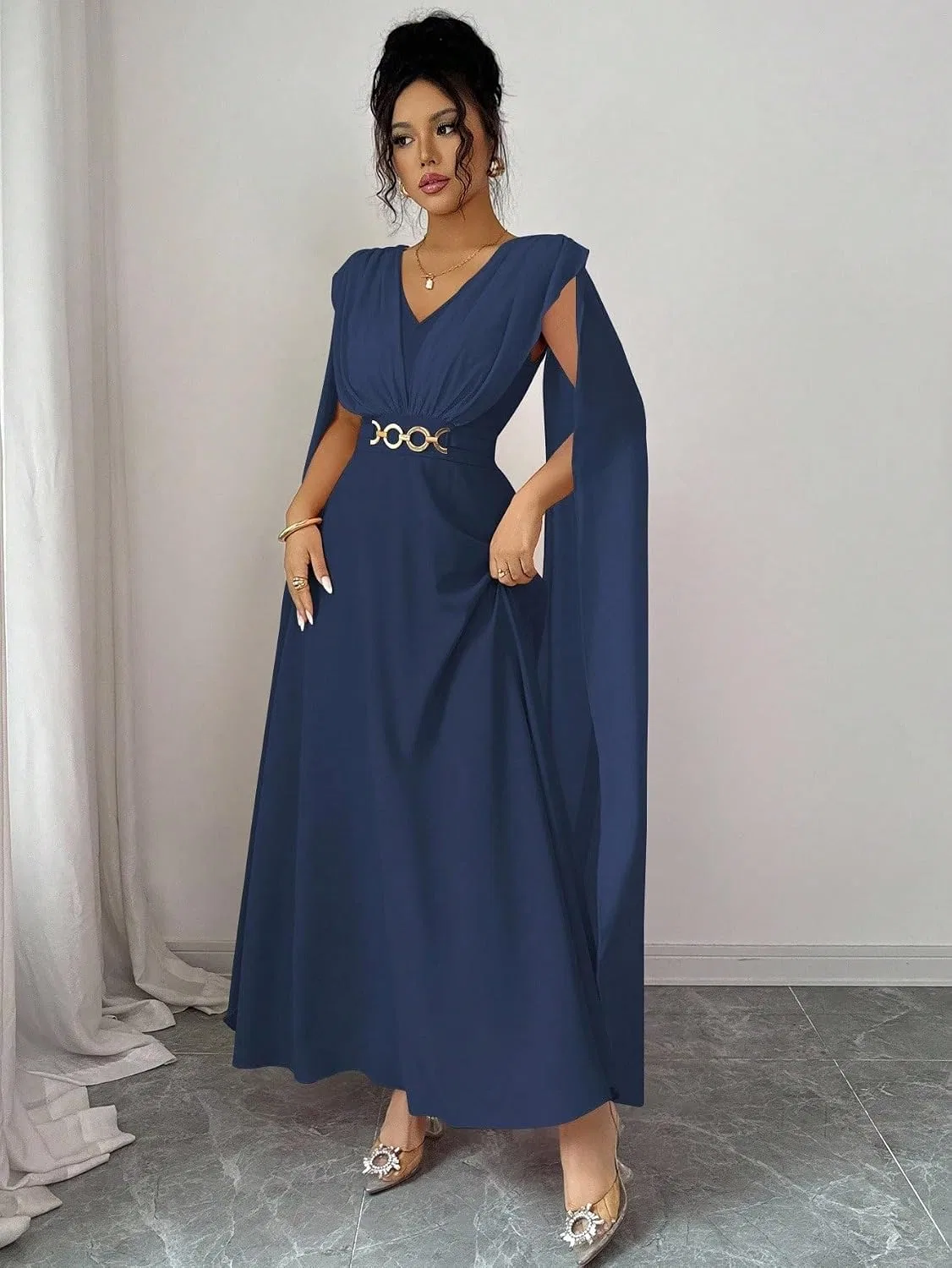 Женское повседневное миди-платье с запахом Royal Blue — фото 2