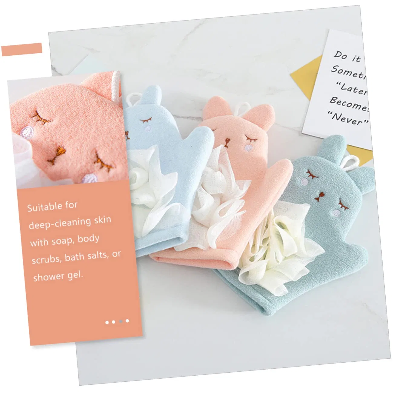 Набор эксфолиирующих рукавиц 9 шт, minkissy, Bunny Design — фото 2
