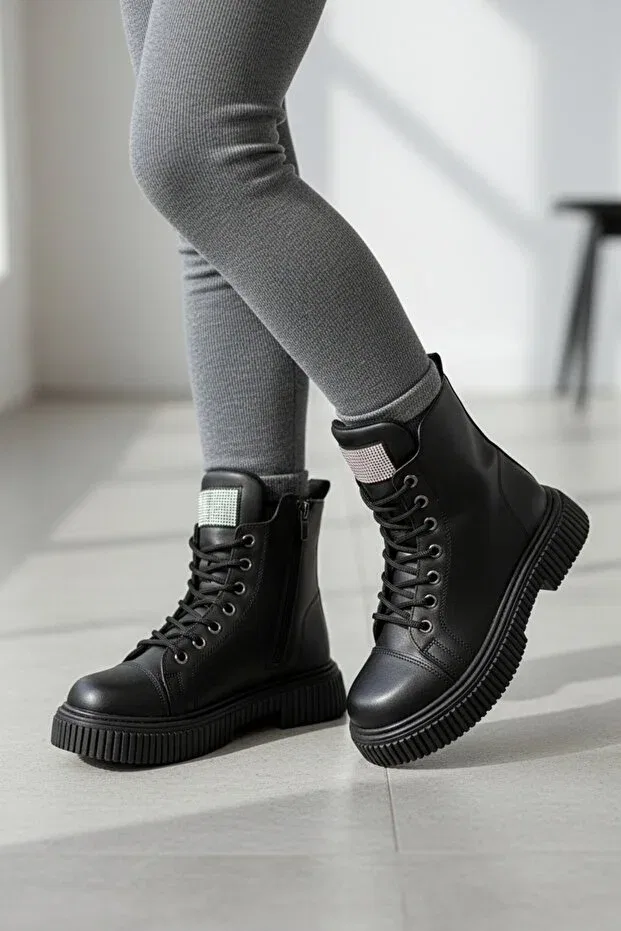 Детские ботинки для девочек с коротким каблуком Patik Bebe, Black