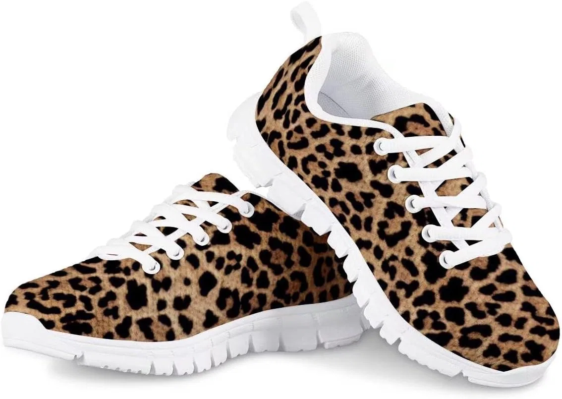Детские кроссовки для девочек с принтом PinUp Angel Kid Girls Running Sports Sneakers Cute Casual Leopard/Floral Print Walking Shoes PinUp Angel, Brown Leopard