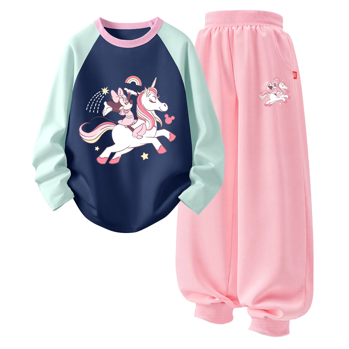 Детский спортивный комплект с принтом Crew Neck Thin Stretch Breathable Disney, Di Flower Nini Beige Red+Di Oil Paintings Flower Black — фото 3