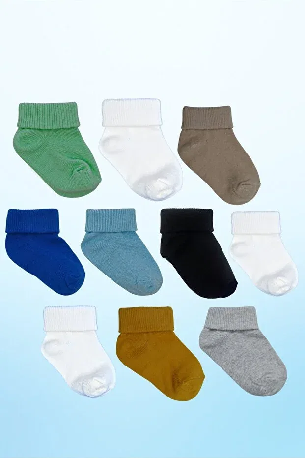 Детские носки для мальчиков хлопковые Organic 10-piece premium colors boxed - anti-sweat - male newborn baby socks 0-6 months Akface, Multicolor — фото 4