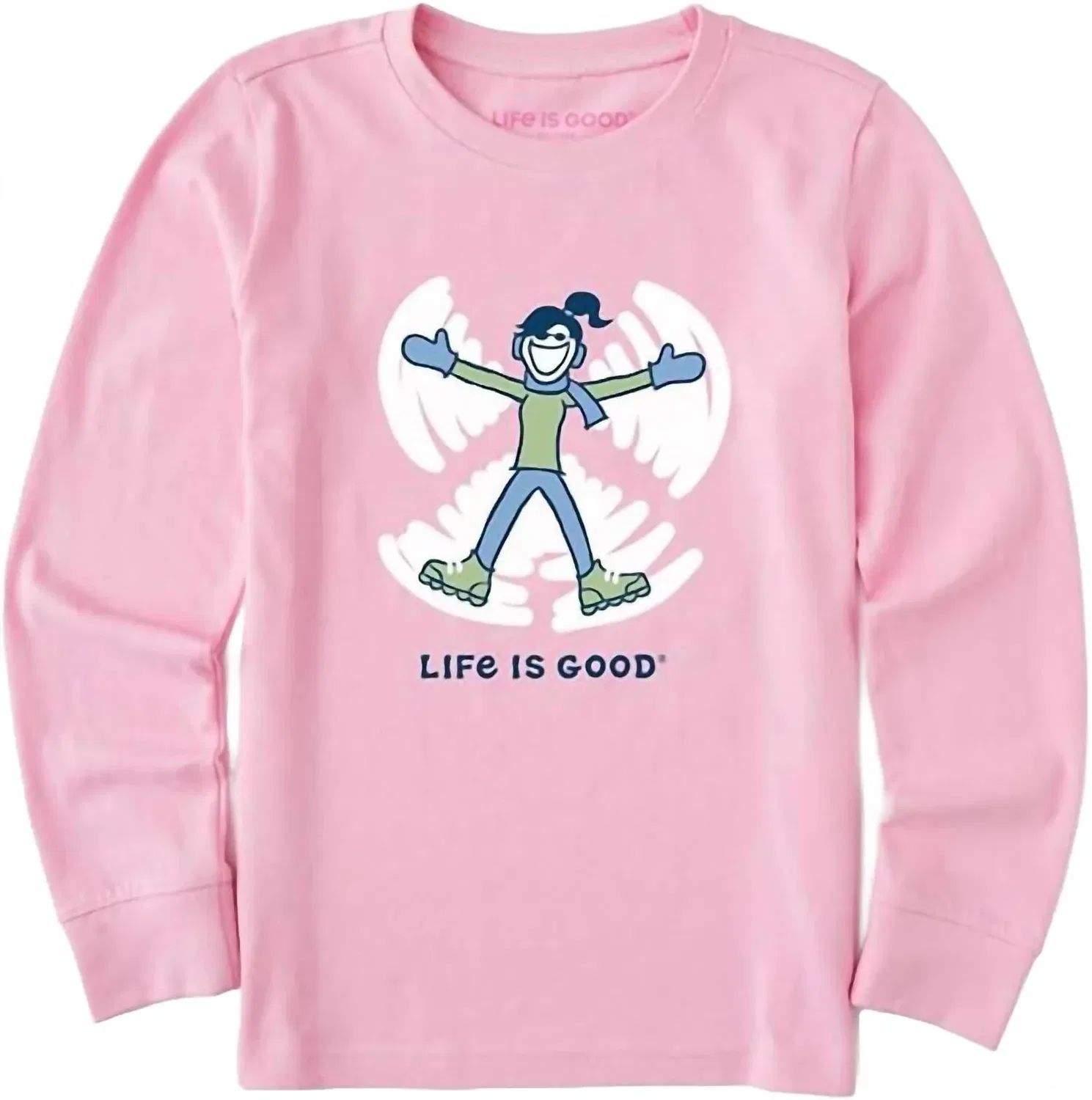 Детский лонгслив для девочек с принтом Jackie Angel Life is Good, Happy Pink