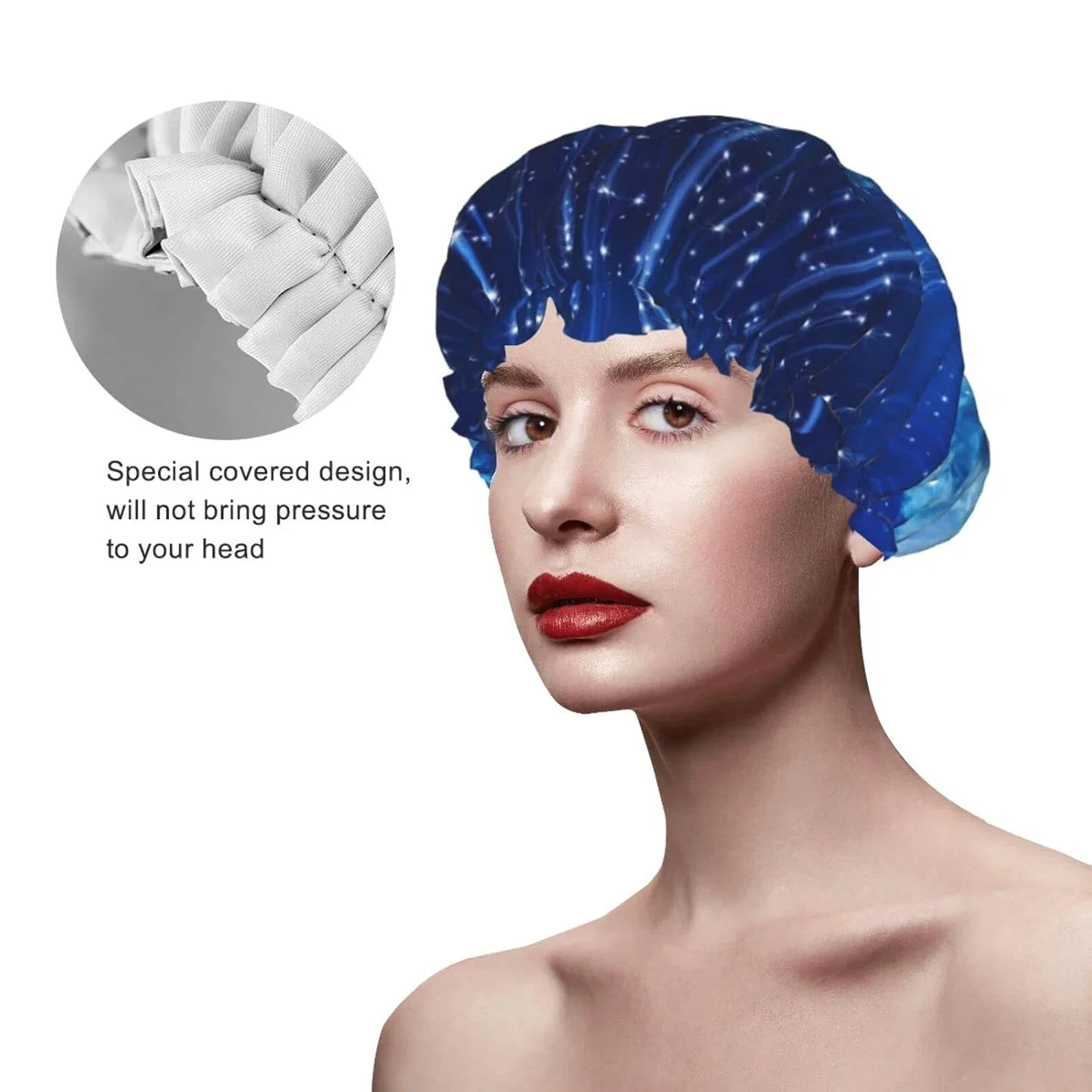 Шапочка для душа Starry Sky двухслойная водонепроницаемая, LYNSAY, черный — фото 4