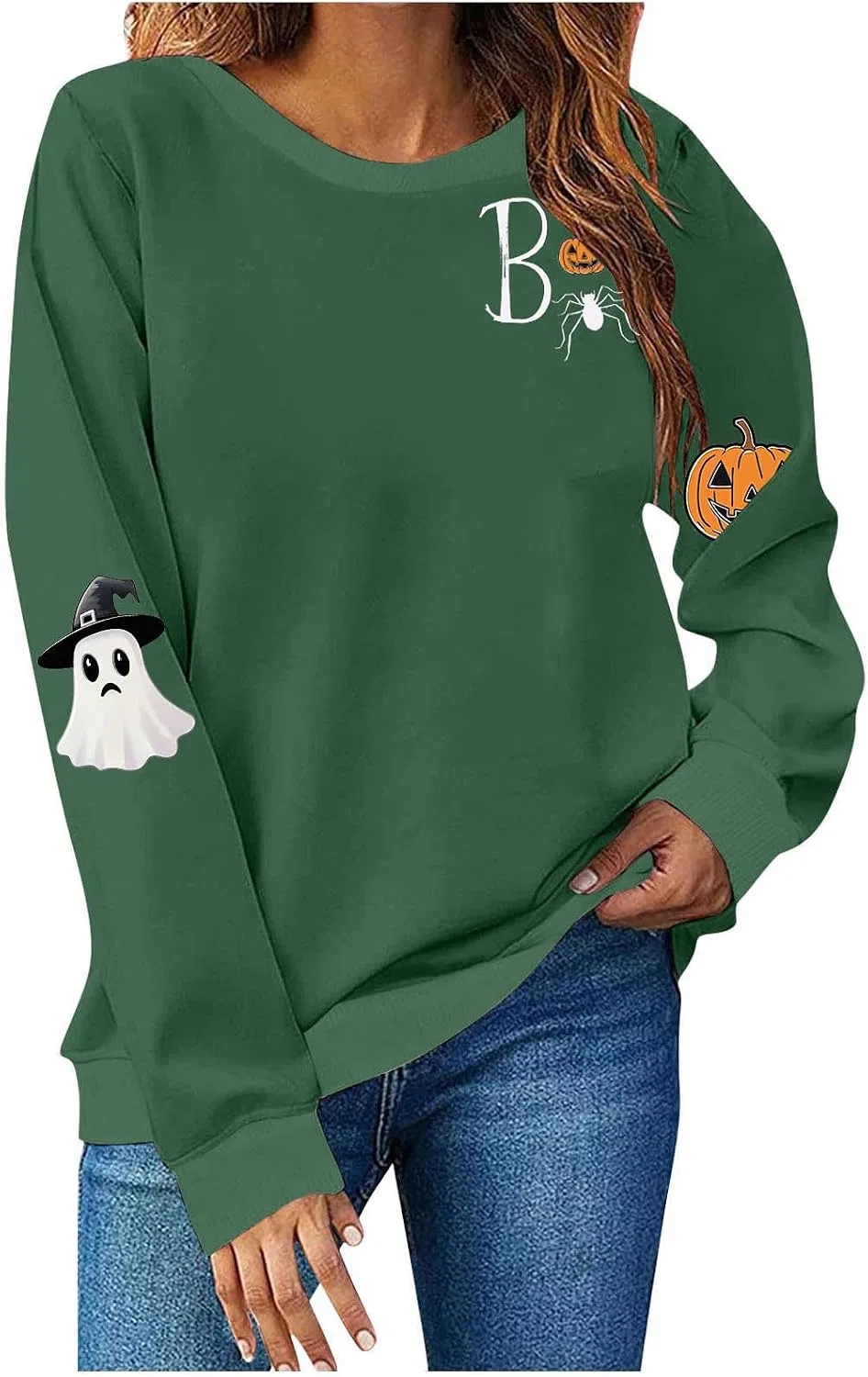 Женский свитшот с принтом Spooky Season, Cc Army Green