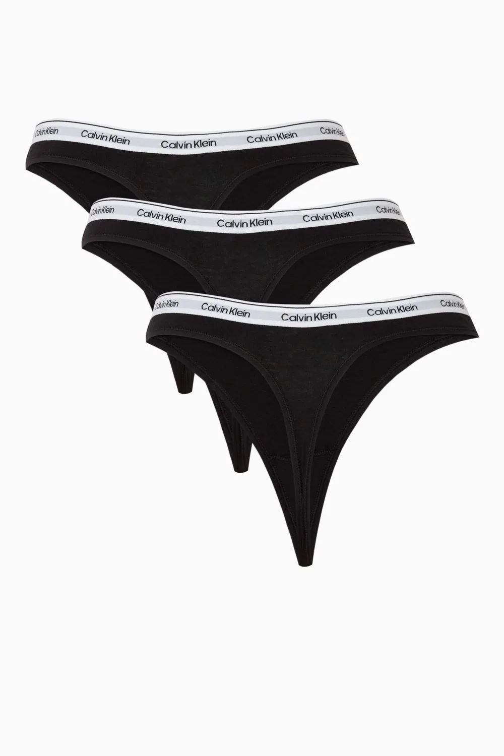 Трусы-стринги хлопковые комплект из 3 штук Calvin Klein, черный — фото 2