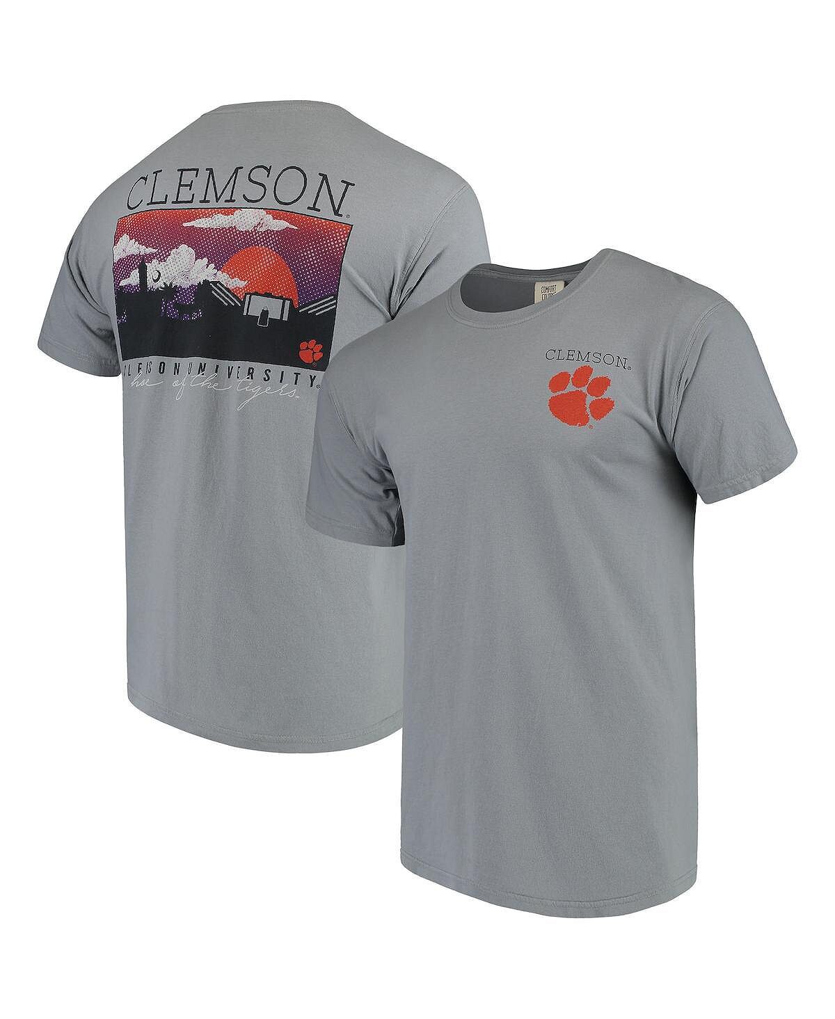 

Мужская серая футболка clemson tigers comfort colours campus scenery Image One, серый