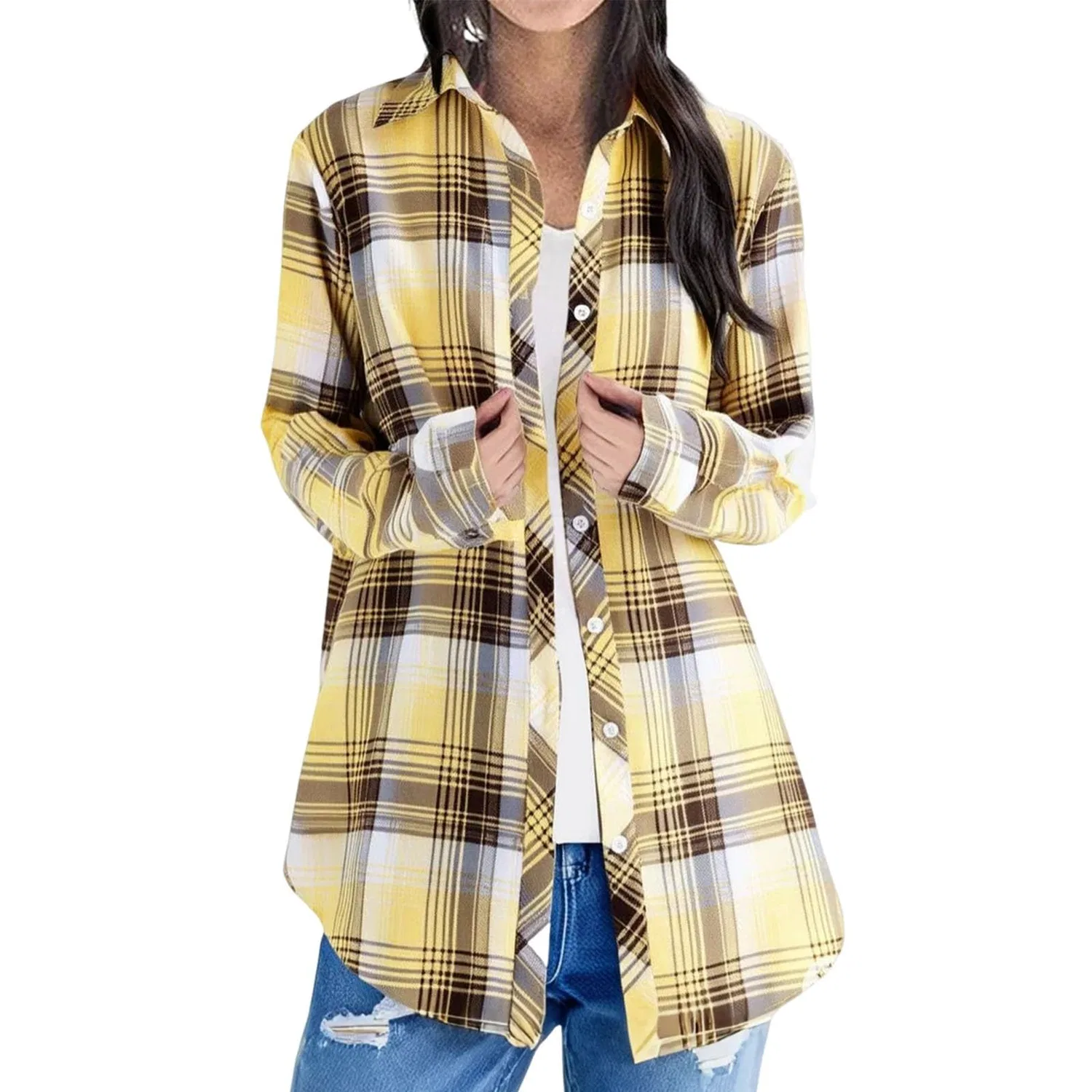 Женская блузка с длинным рукавом Oversized T Shirt, Yellow — фото 3