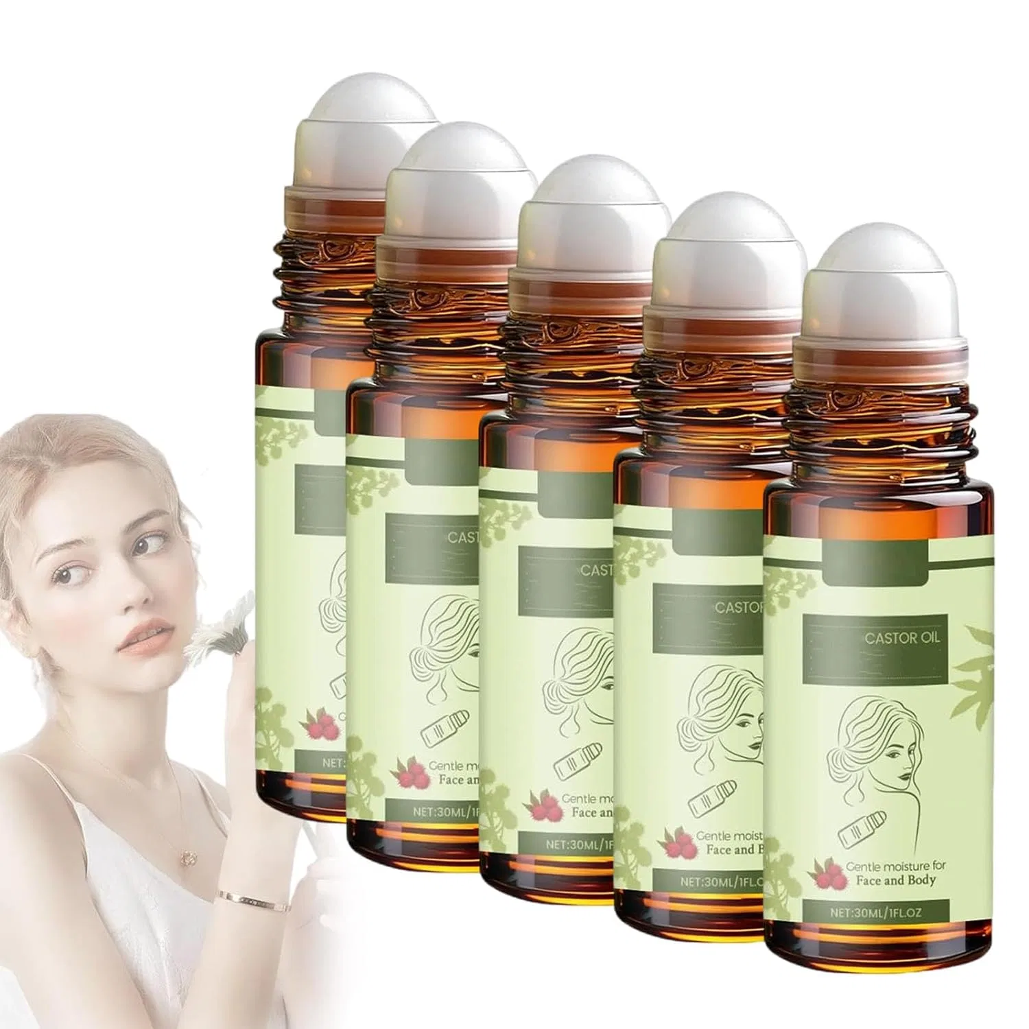 Масло касторовое Roll-on, органическое, JIAOY, 5 шт., 30 мл, 5PCS