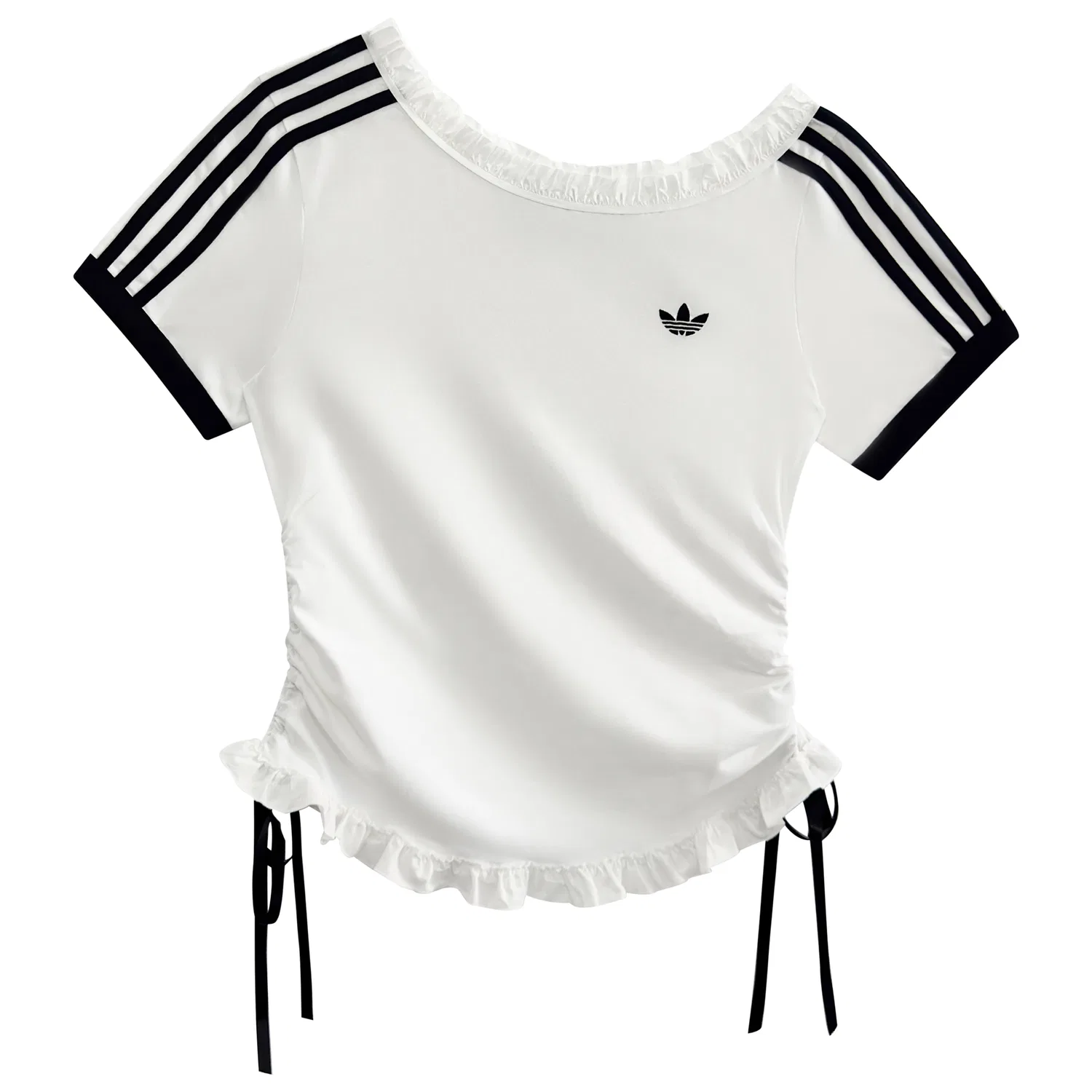 Футболка с асимметричным плечом 3 Stripes, Adidas Originals, White