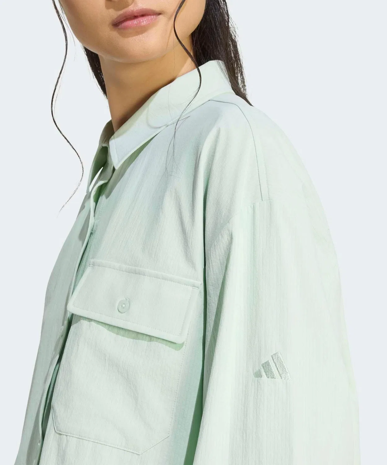 Женская рубашка с длинным рукавомUV-защитная с воротником Adidas, Green — фото 4
