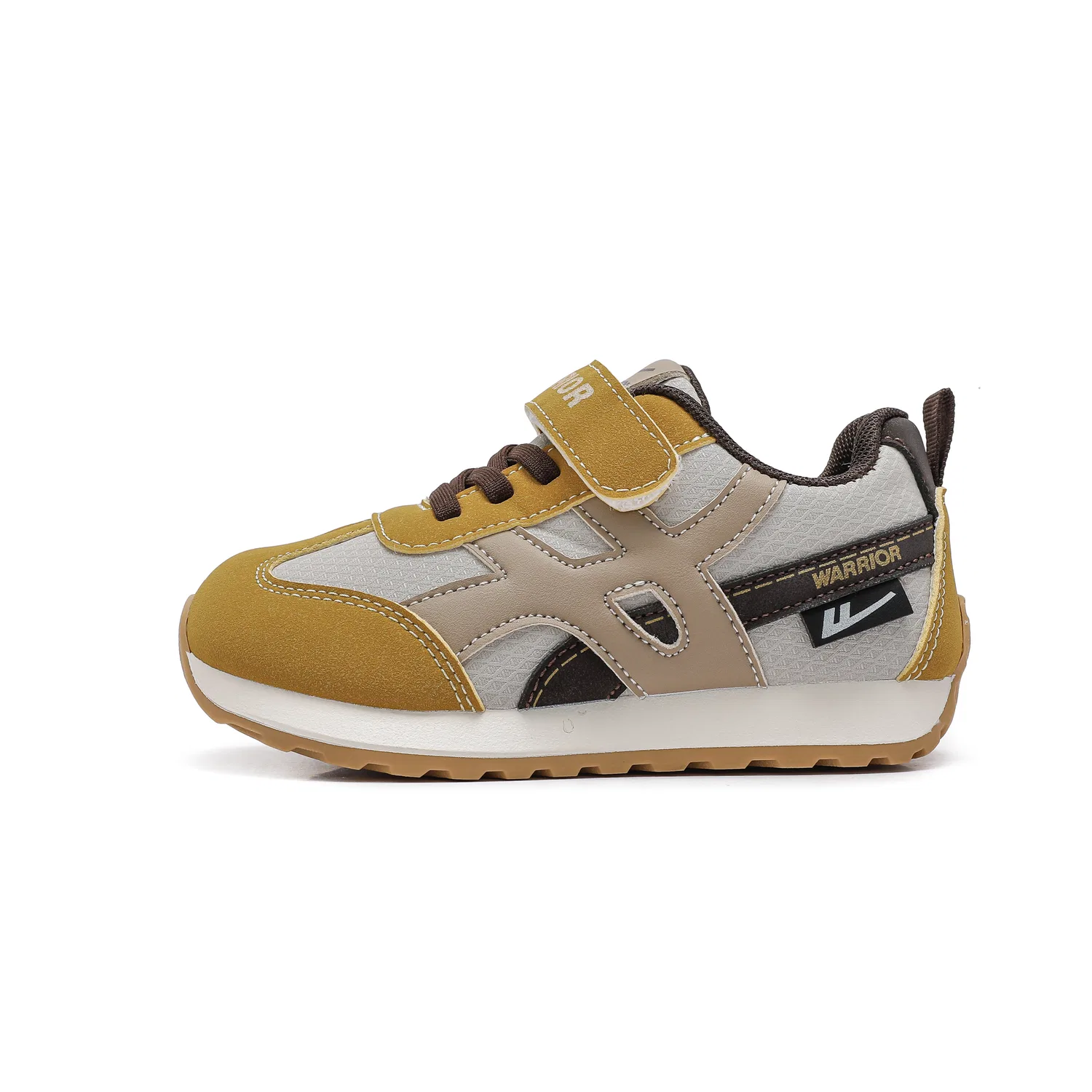 Детские повседневные кроссовки из синтетической кожи Beige/Yellow/Brown, WARRIOR