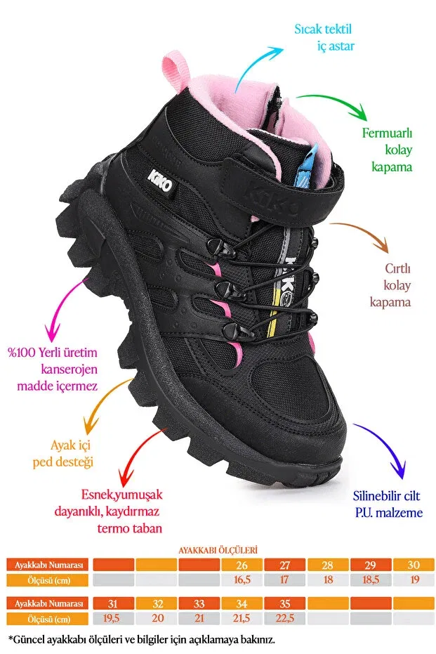Детские спортивные ботинки для девочек с термостелькой Kiko Kids, Black - Fuchsia — фото 2