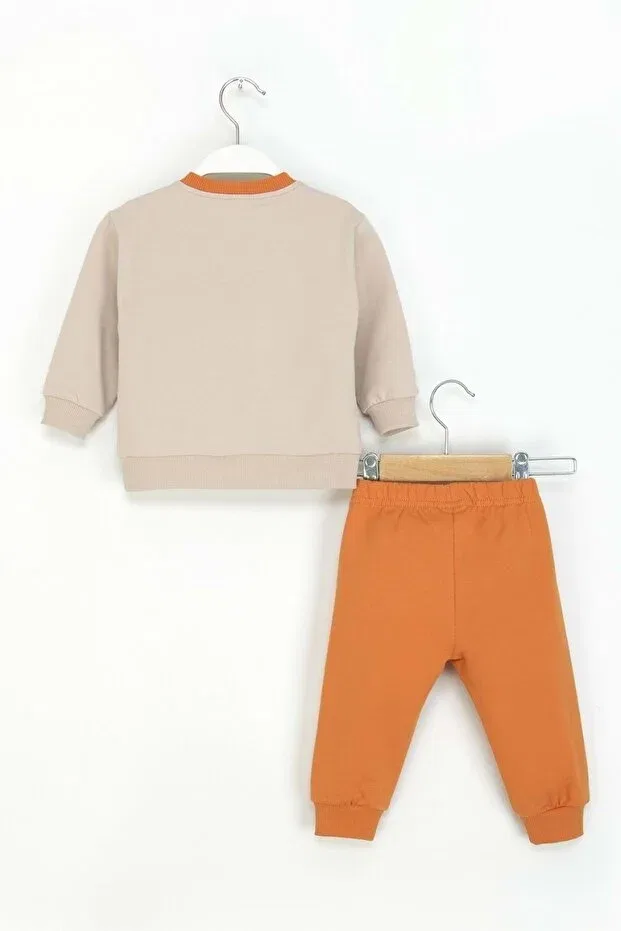 Детский комплект из свитшота и спортивных штанов для мальчиков с принтом Ww Waka Waka Kids Store, Beige — фото 3