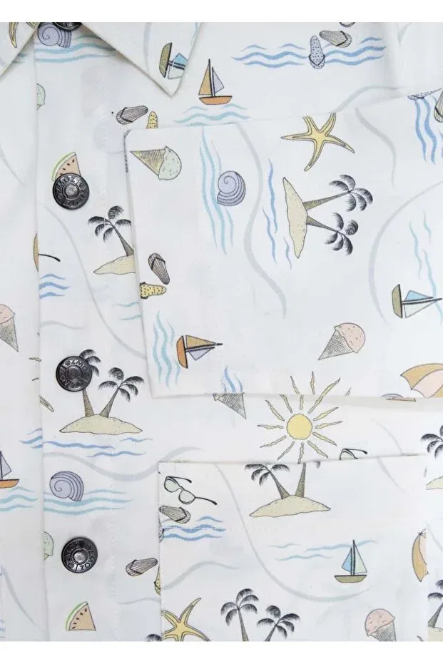 Детский для мальчиков жакет с принтом Sea-Themed spring little boys' jacket Ozmoz By Mukadder Özden, Ecru — фото 3