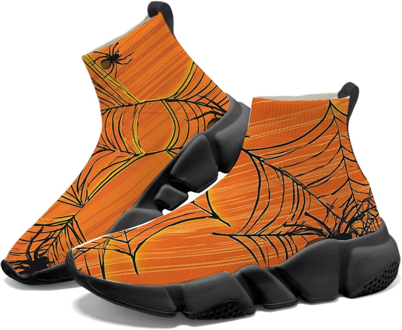 Детские дышащие слипоны с высоким верхом Halloween Knit Sock Sneakers Mahekot, Multicolor — фото 3