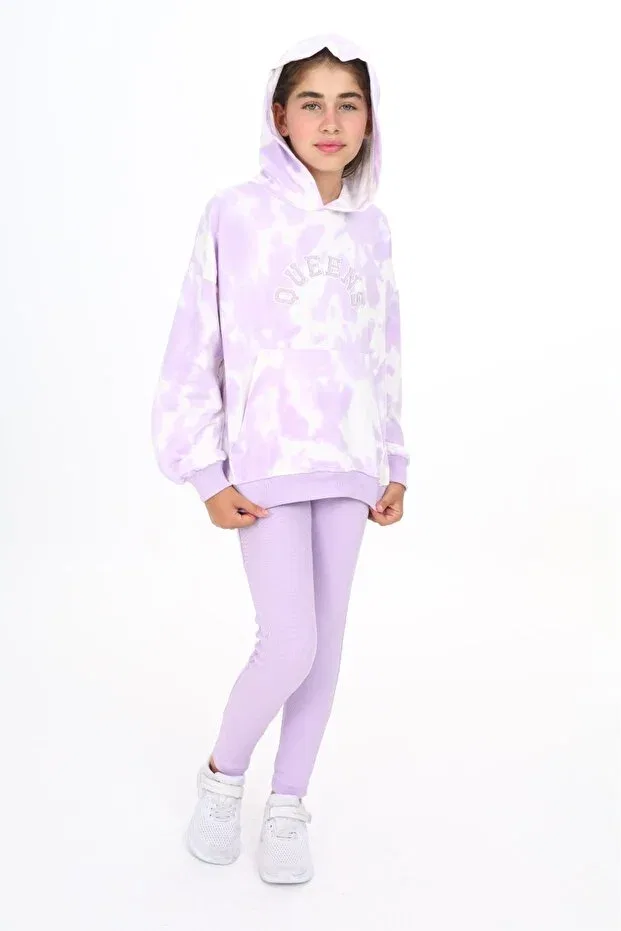 Детский комплект для девочек с принтом тай-дай Tie-Dye Patterned Tights Set Toontoy, Lilac — фото 2