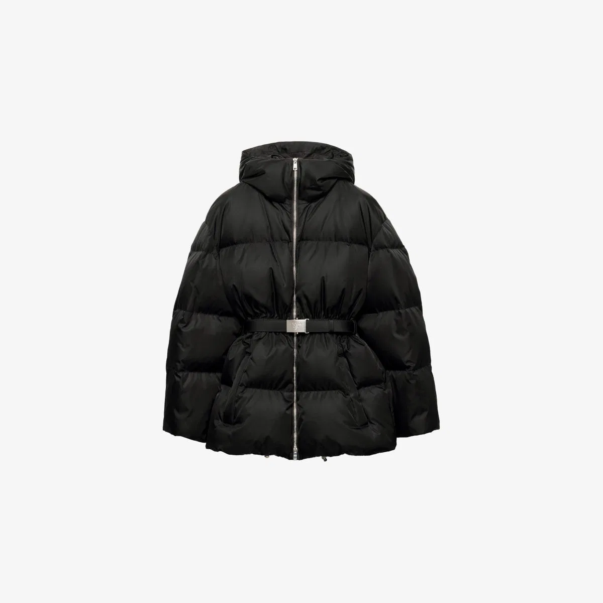 Пуховая куртка с капюшоном из нейлона Re-nylon Prada, черный