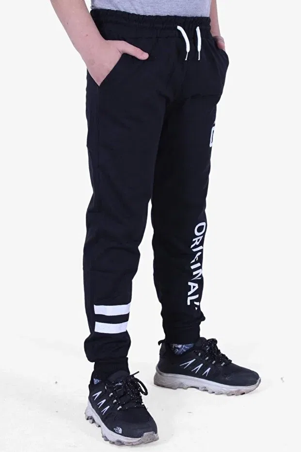 Детские спортивные штаны для мальчиков с принтом Original text printed Fyk Kids, Black — фото 4