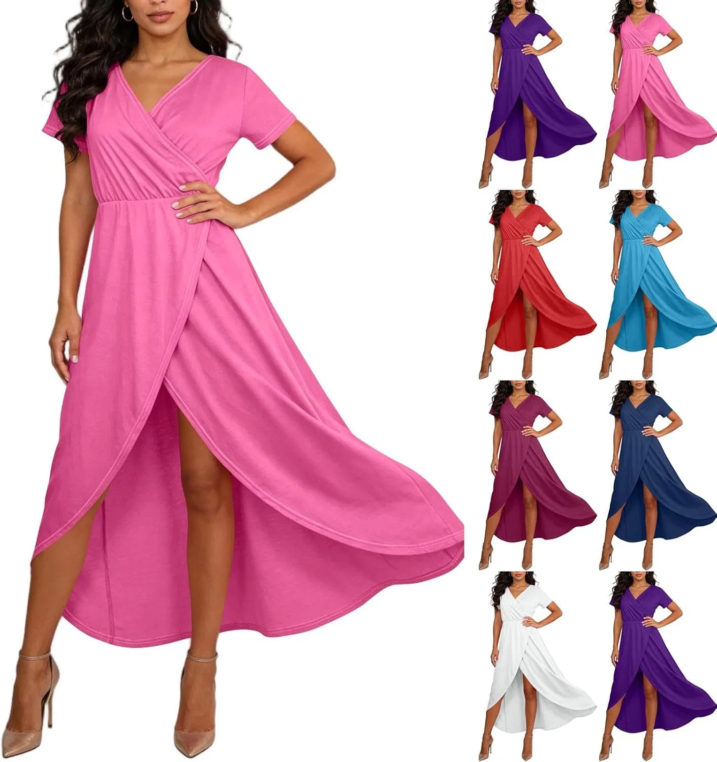 Женское коктейльное платье A-силуэта High Low Maxi, Hot Pink