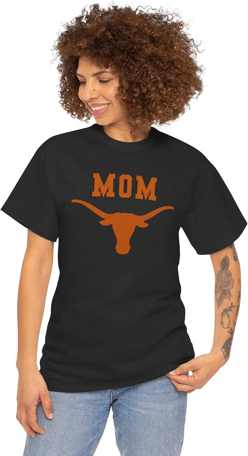 Женская футболка с принтом Texas Longhorn Mom, чёрный — фото 2