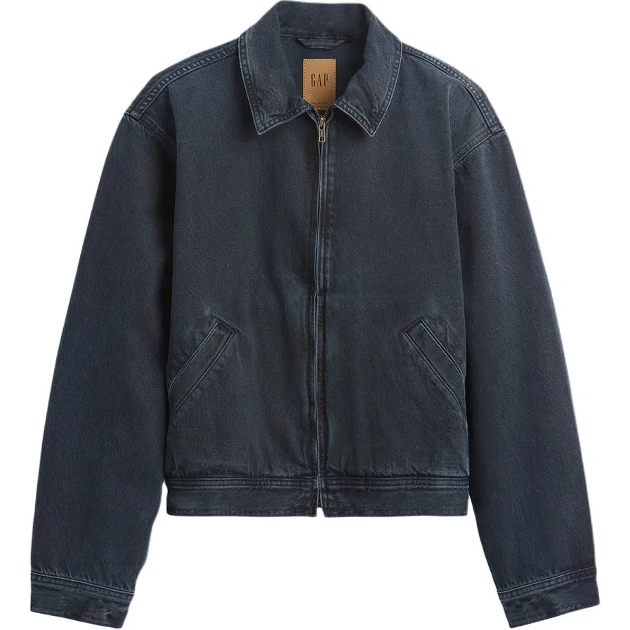 Мужская джинсовая куртка с отложным воротником, Dark Blue, GAP