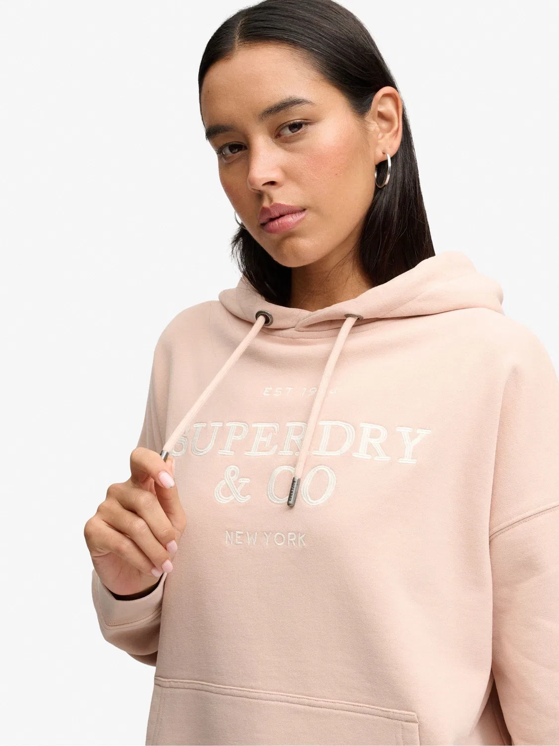 Худи оверсайз с вышивкой Luxe Casual Relaxed Hoodie Superdry, розовый — фото 4