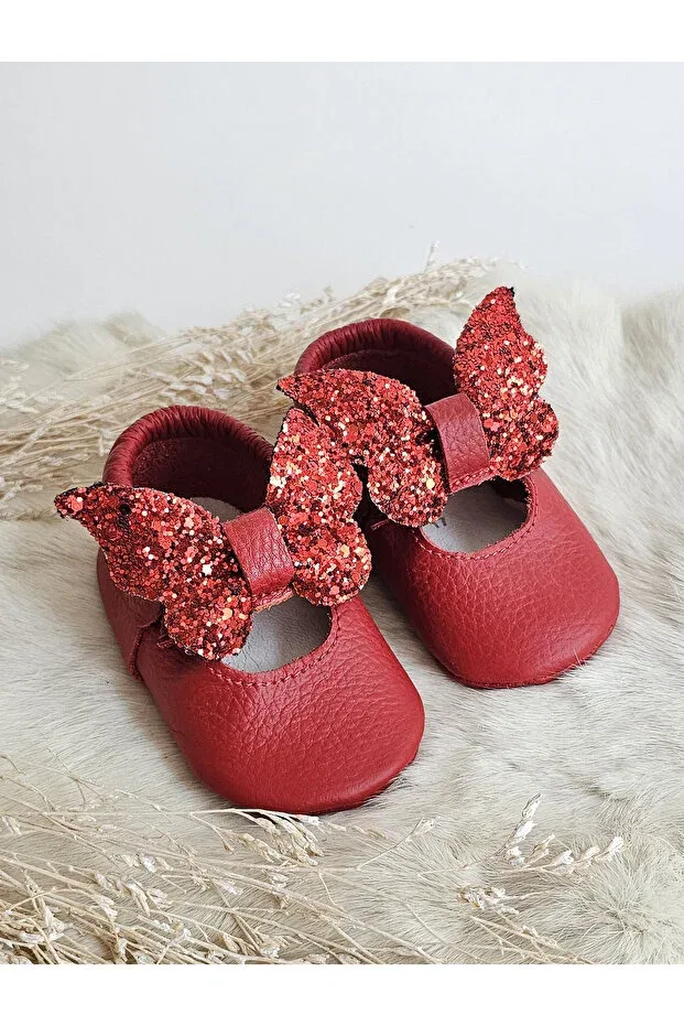 Детские туфли-лодочки из натуральной кожи с принтом Hodore, Red Butterfly — фото 4